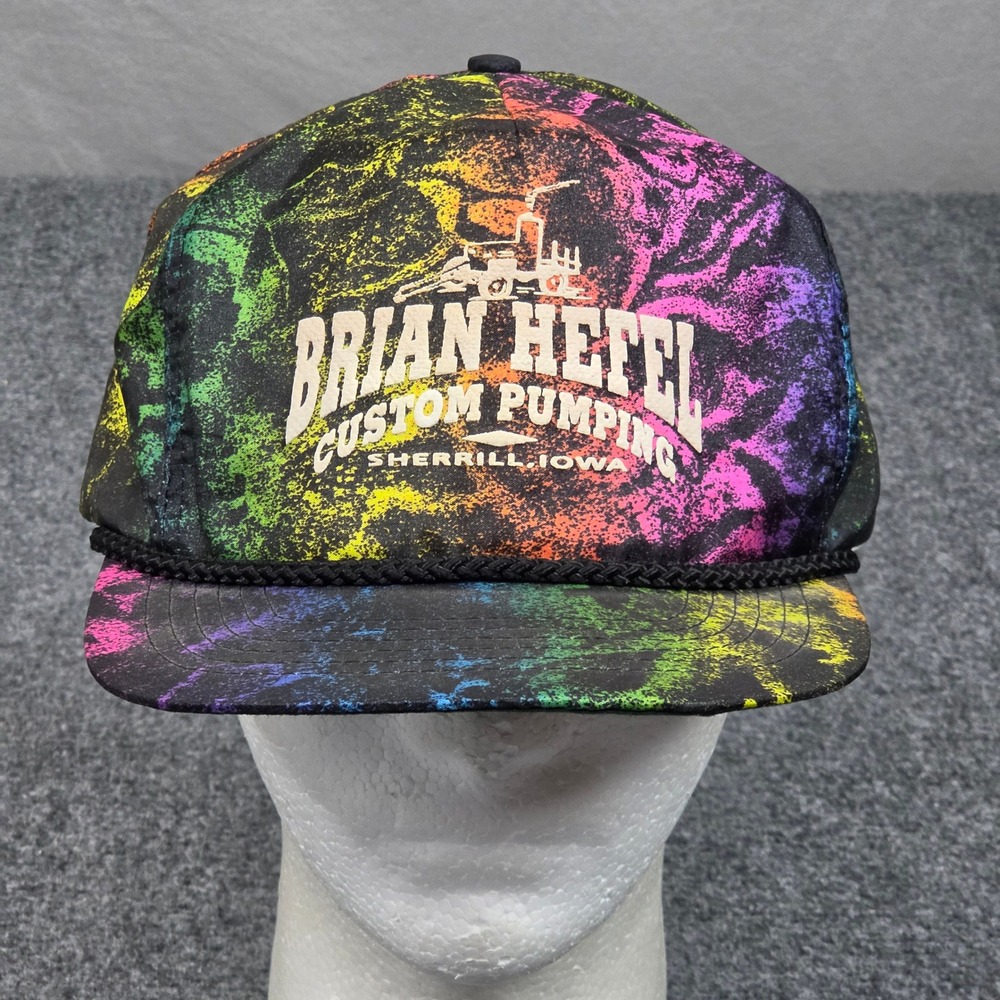 Vintage Neon Splatter Hat Brian Hefel Custom Pumping Cap Sherrill Iowa